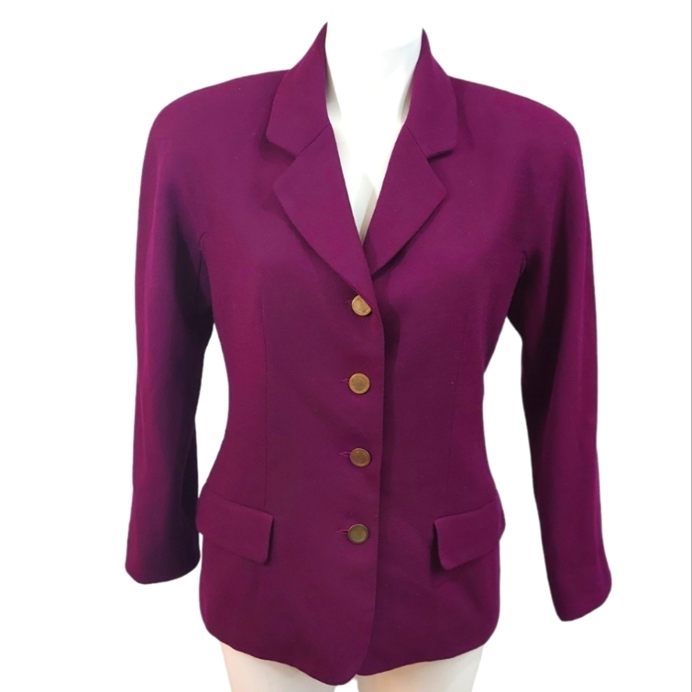 Gianni VTG Sport Coat Women's Sz 6 Purple Plum Blazer 100% Wool